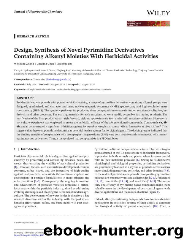 Design, synthesis of novel pyrimidine derivatives containing alkenyl moieties with herbicidal activities by Unknown