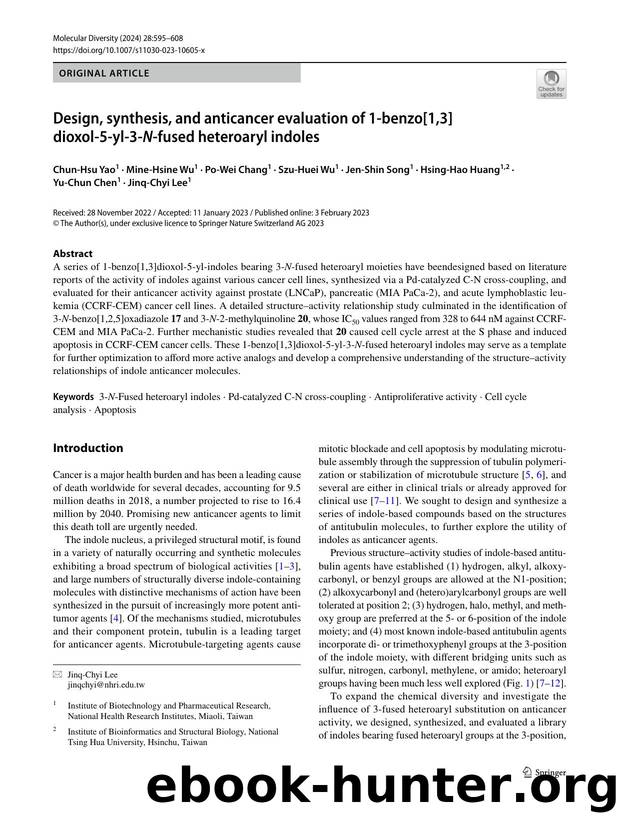 Design, synthesis, and anticancer evaluation of 1-benzo[1,3]dioxol-5-yl-3-N-fused heteroaryl indoles by unknow