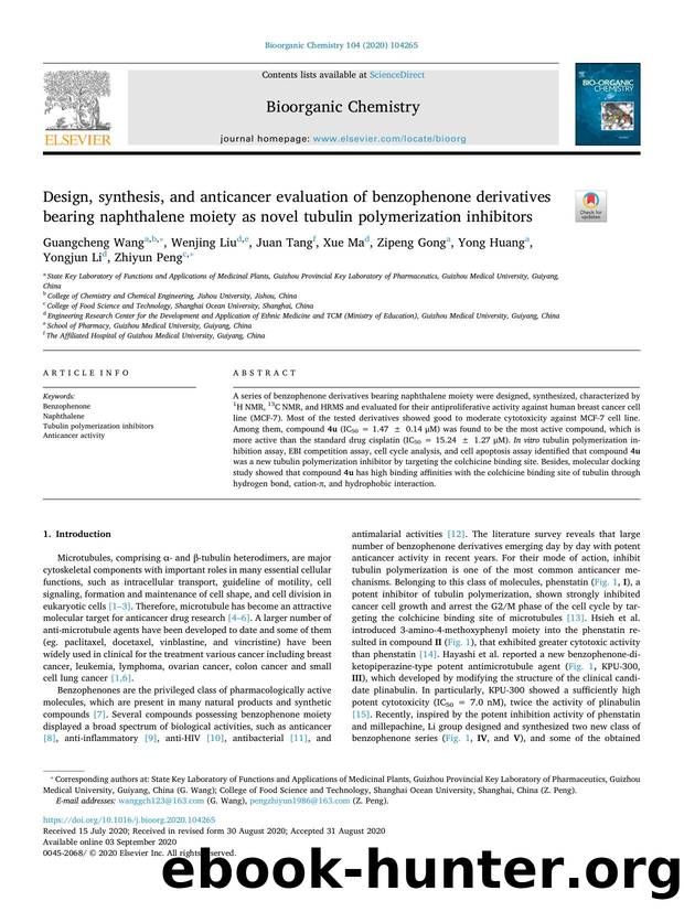 Design, synthesis, and anticancer evaluation of benzophenone derivatives bearing naphthalene moiety as novel tubulin polymerization inhibitors by unknow