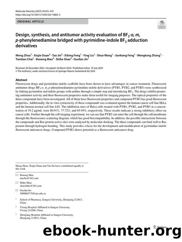 Design, synthesis, and antitumor activity evaluation of BF3-o, m, p-phenylenediamine bridged with pyrimidine-indole BF3 adduction derivatives by unknow