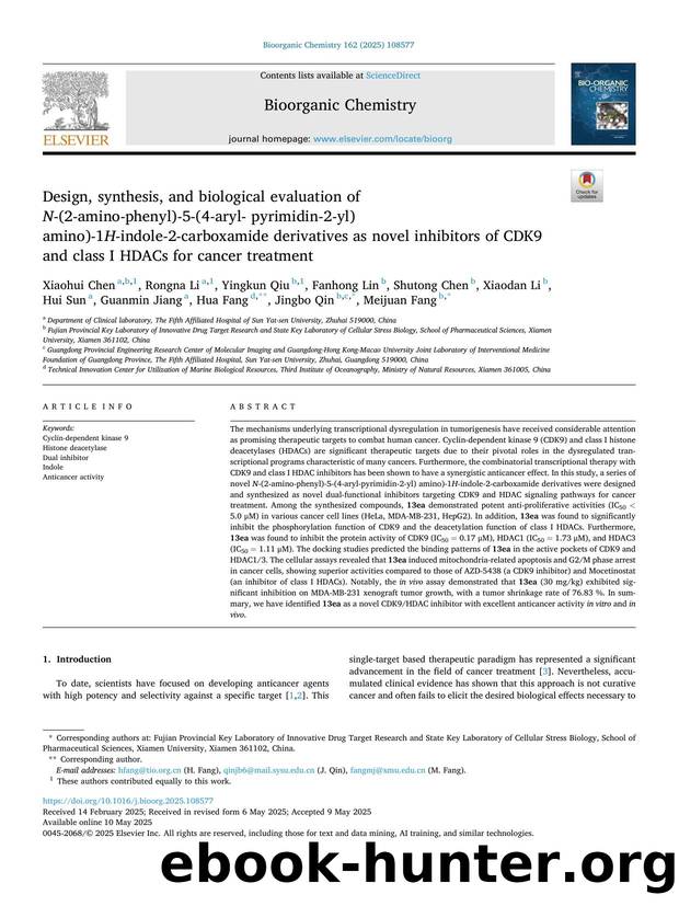 Design, synthesis, and biological evaluation of N -(2-amino-phenyl)-5-(4-aryl- pyrimidin-2-yl) amino)-1 H -indole-2-carboxamide derivatives as novel inhibitors of CDK9 and class I  by unknow