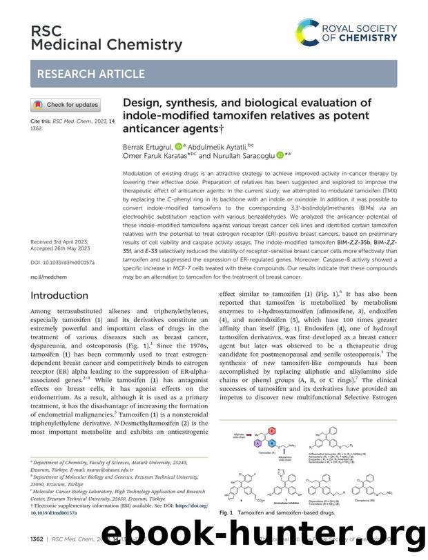 Design, synthesis, and biological evaluation of indole-modified tamoxifen relatives as potent anticancer agents by Berrak Ertugrul & Abdulmelik Aytatli & Omer Faruk Karatas & Nurullah Saracoglu