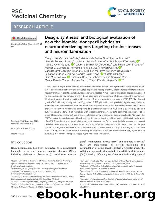 Design, synthesis, and biological evaluation of new thalidomideâdonepezil hybrids as neuroprotective agents targeting cholinesterases and neuroinflammation by unknow