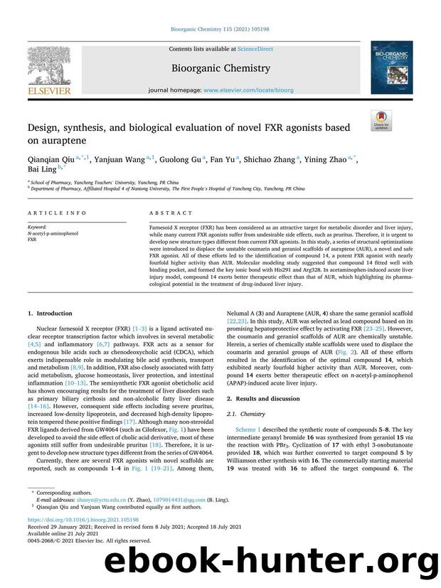 Design, synthesis, and biological evaluation of novel FXR agonists based on auraptene by Qianqian Qiu & Yanjuan Wang & Guolong Gu & Fan Yu & Shichao Zhang & Yining Zhao & Bai Ling