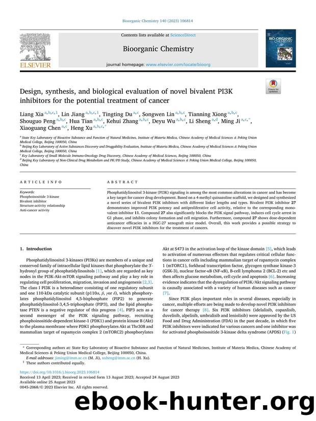Design, synthesis, and biological evaluation of novel bivalent PI3K inhibitors for the potential treatment of cancer by Liang Xia