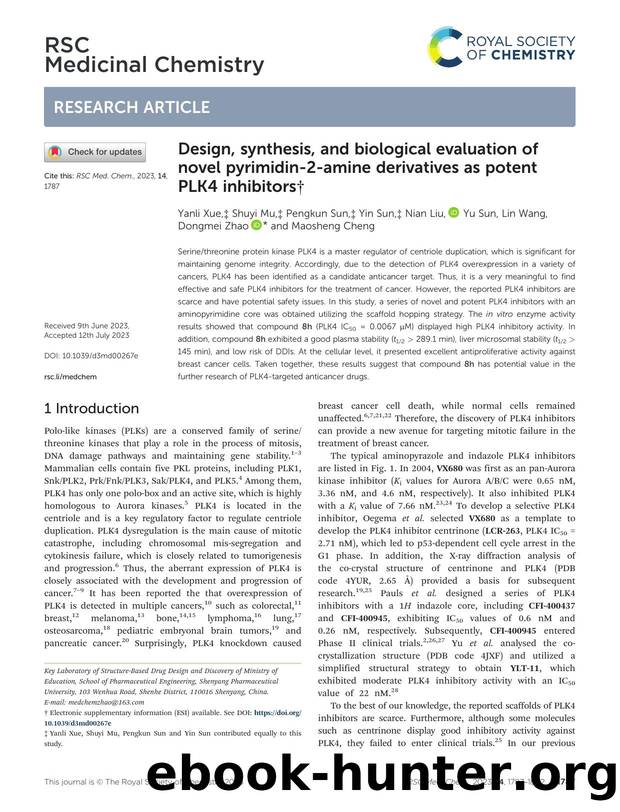 Design, synthesis, and biological evaluation of novel pyrimidin-2-amine derivatives as potent PLK4 inhibitors by unknow