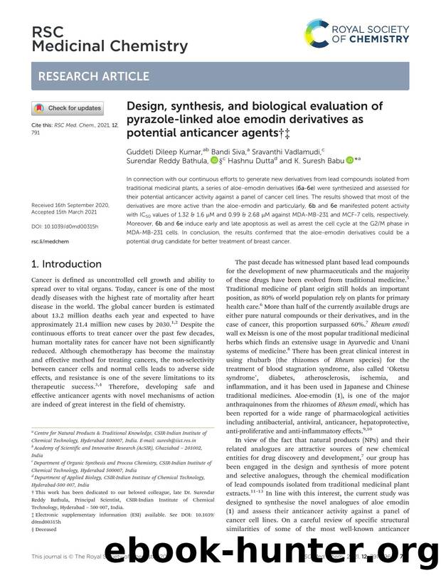 Design, synthesis, and biological evaluation of pyrazole-linked aloe emodin derivatives as potential anticancer agents by unknow