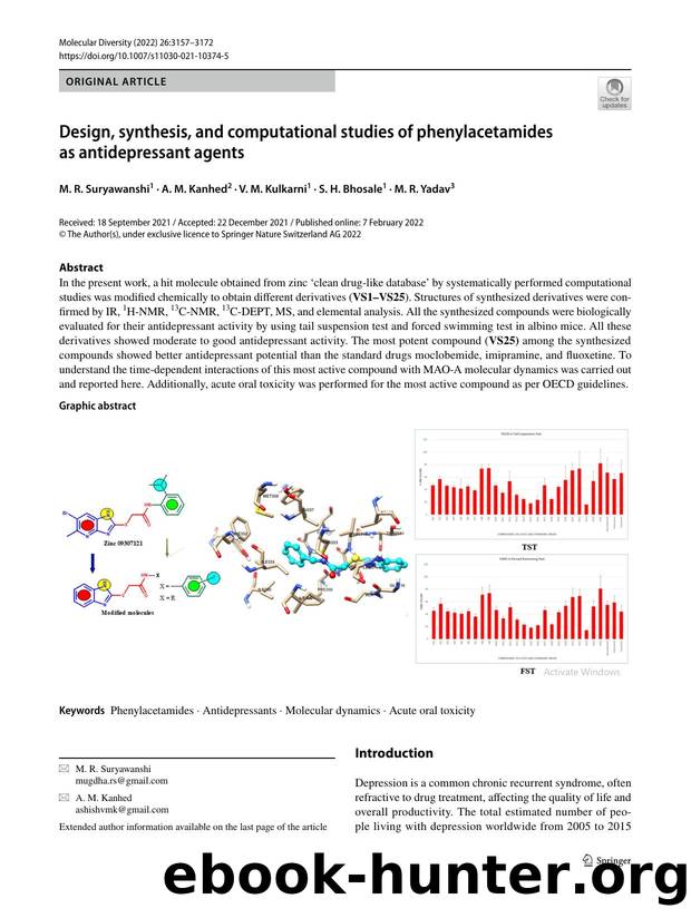 Design, synthesis, and computational studies of phenylacetamides as antidepressant agents by M. R. Suryawanshi & A. M. Kanhed & V. M. Kulkarni & S. H. Bhosale & M. R. Yadav