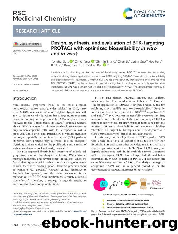 Design, synthesis, and evaluation of BTK-targeting PROTACs with optimized bioavailability in vitro and in vivo by unknow