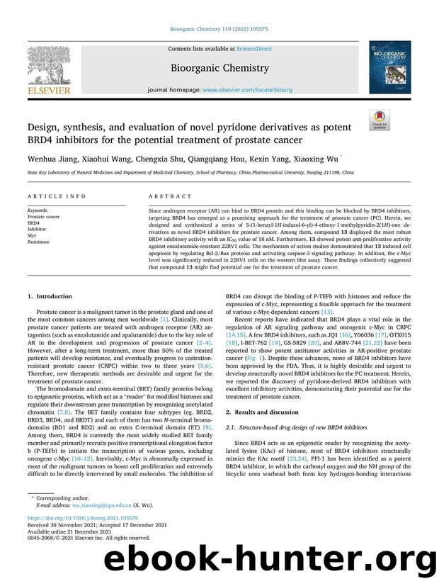 Design, synthesis, and evaluation of novel pyridone derivatives as potent BRD4 inhibitors for the potential treatment of prostate cancer by Wenhua Jiang & Xiaohui Wang & Chengxia Shu & Qiangqiang Hou & Kexin Yang & Xiaoxing Wu