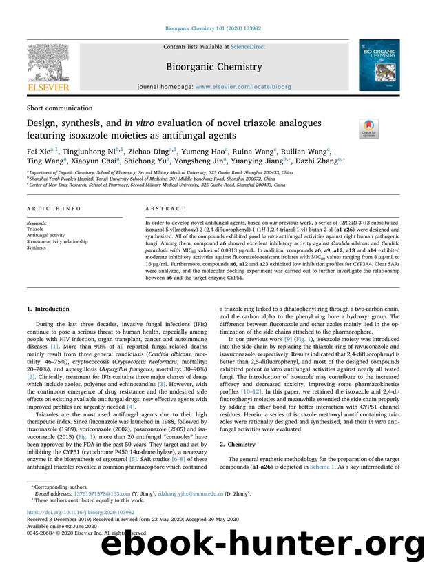 Design, synthesis, and in vitro evaluation of novel triazole analogues featuring isoxazole moieties as antifungal agents by Fei Xie