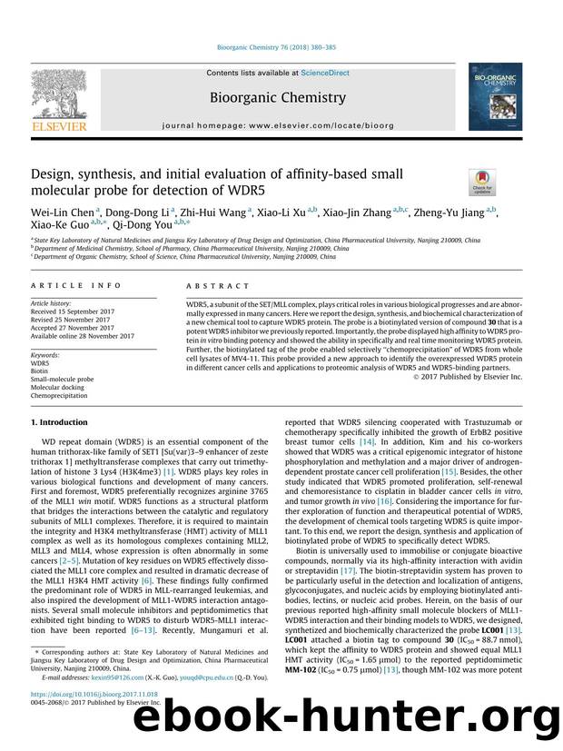 Design, synthesis, and initial evaluation of affinity-based small molecular probe for detection of WDR5 by unknow