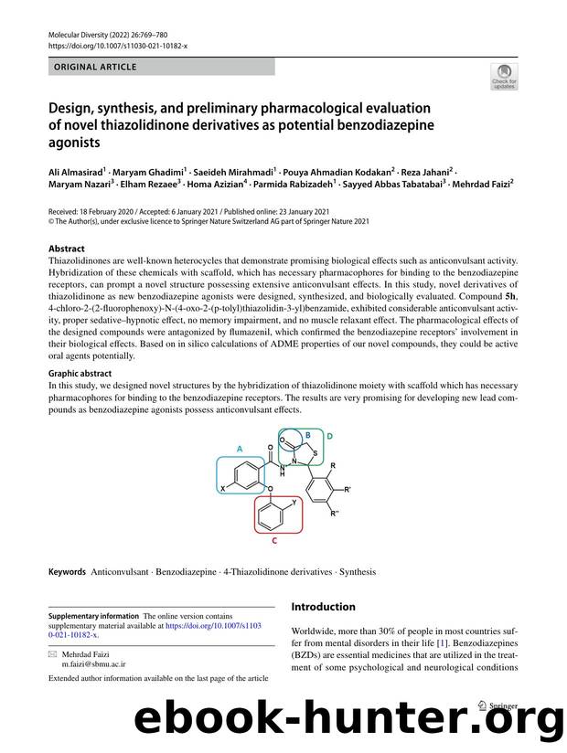 Design, synthesis, and preliminary pharmacological evaluation of novel thiazolidinone derivatives as potential benzodiazepine agonists by unknow