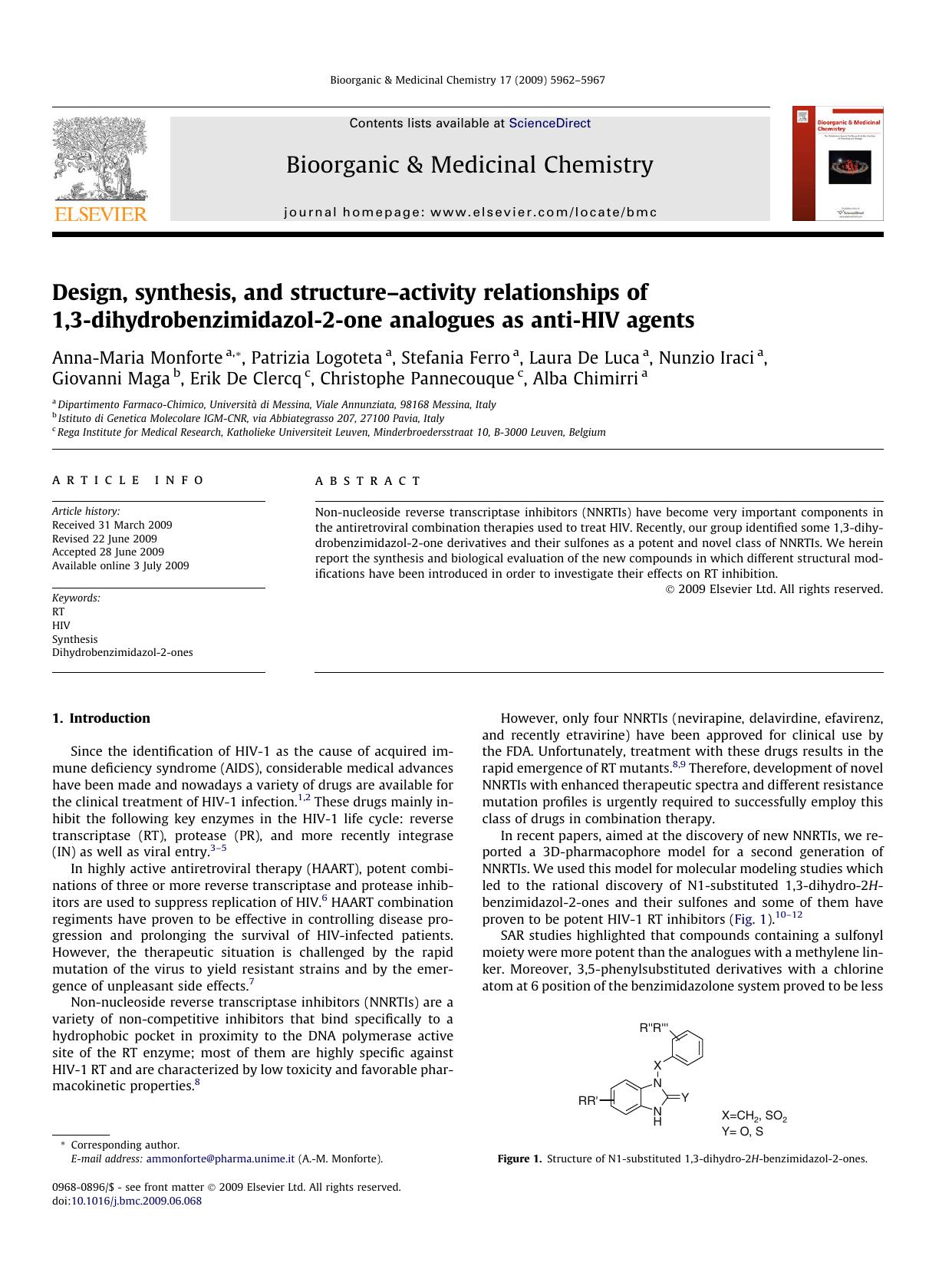 Design, synthesis, and structureâactivity relationships of 1,3-dihydrobenzimidazol-2-one analogues as anti-HIV agents by unknow