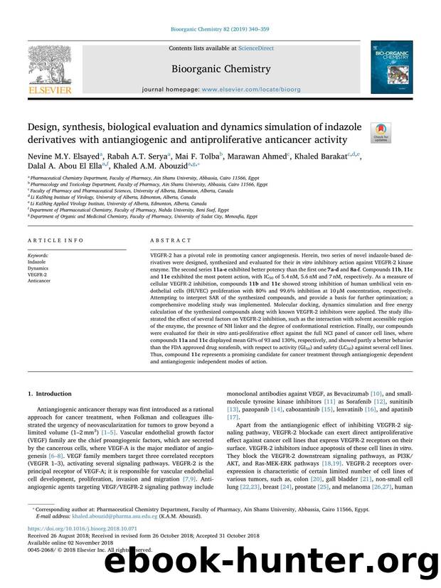 Design, synthesis, biological evaluation and dynamics simulation of indazole derivatives with antiangiogenic and antiproliferative anticancer activity by unknow
