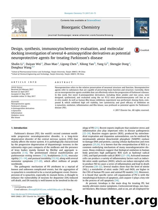 Design, synthesis, immunocytochemistry evaluation, and molecular docking investigation of several 4-aminopyridine derivatives as potential neuroprotective agents for treating Parki by unknow
