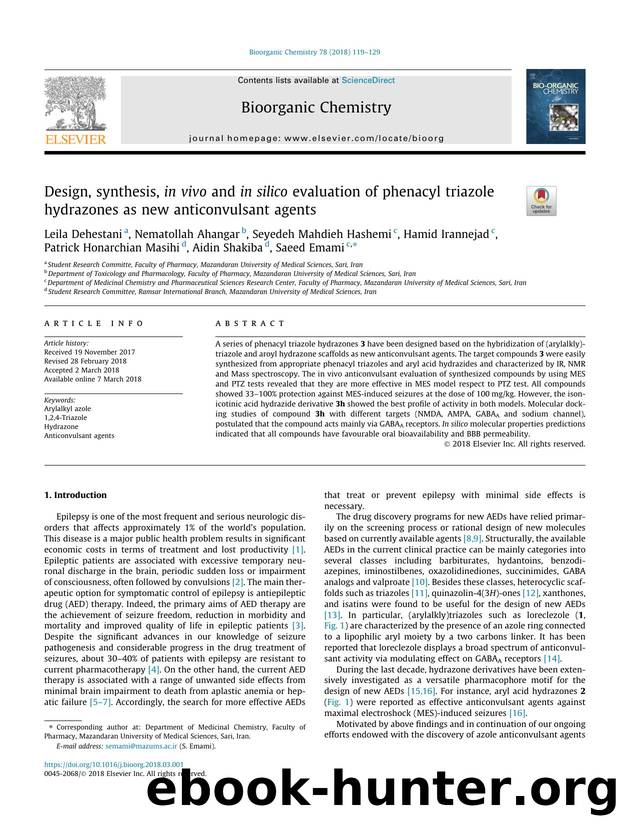 Design, synthesis, in vivo and in silico evaluation of phenacyl triazole hydrazones as new anticonvulsant agents by unknow