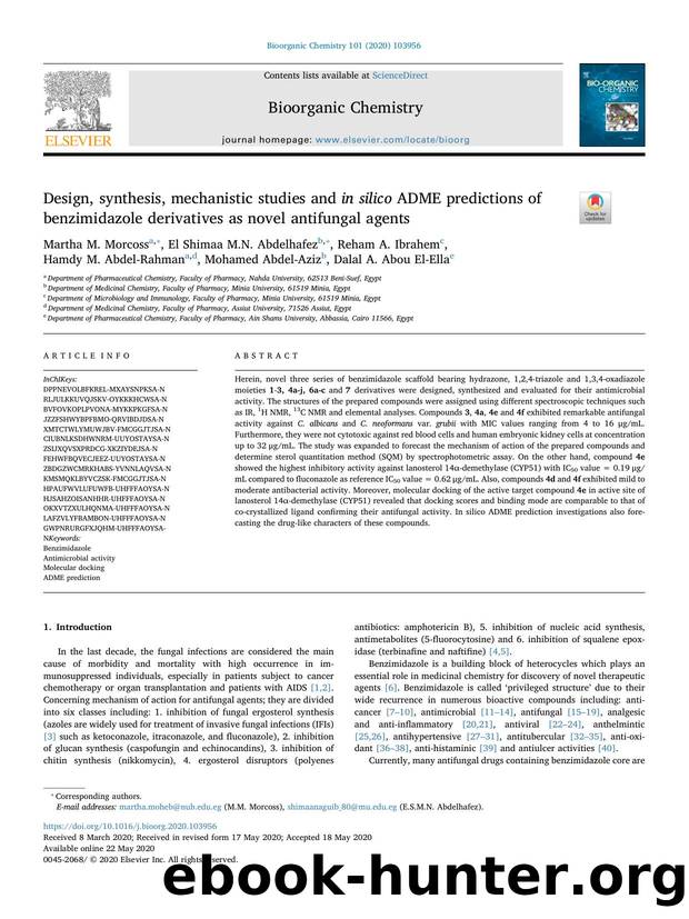 Design, synthesis, mechanistic studies and in silico ADME predictions of benzimidazole derivatives as novel antifungal agents by unknow
