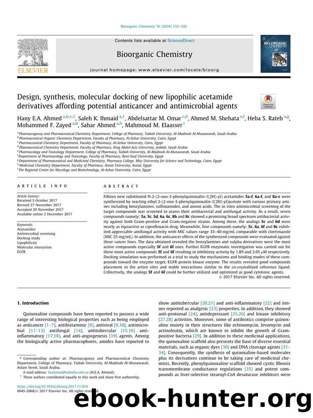 Design, synthesis, molecular docking of new lipophilic acetamide derivatives affording potential anticancer and antimicrobial agents by unknow
