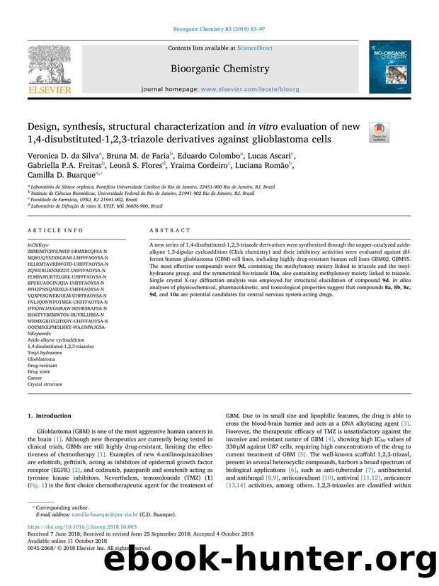 Design, synthesis, structural characterization and in vitro evaluation of new 1,4-disubstituted-1,2,3-triazole derivatives against glioblastoma cells by unknow