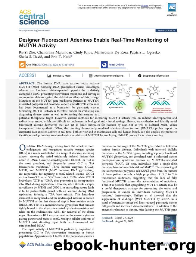Designer Fluorescent Adenines Enable Real-Time Monitoring of MUTYH Activity by unknow