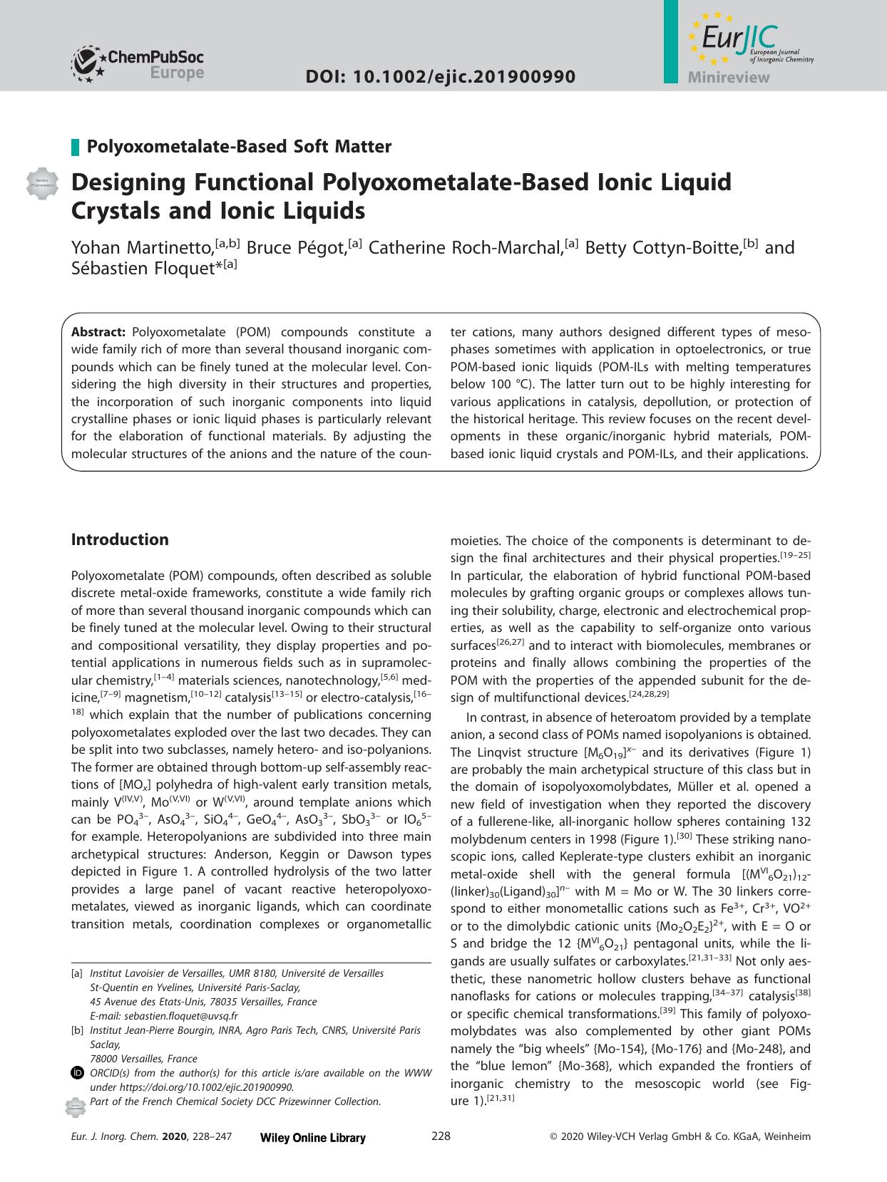 Designing Functional Polyoxometalate‐Based Ionic Liquid Crystals and Ionic Liquids by Unknown