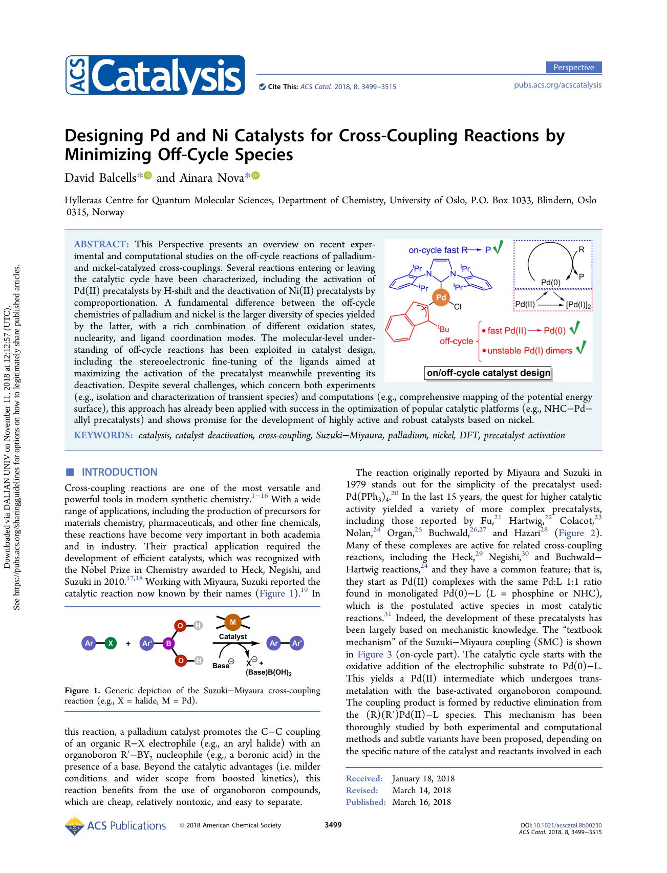 Designing Pd and Ni Catalysts for Cross-Coupling Reactions by Minimizing Off-Cycle Species by David Balcells & Ainara Nova