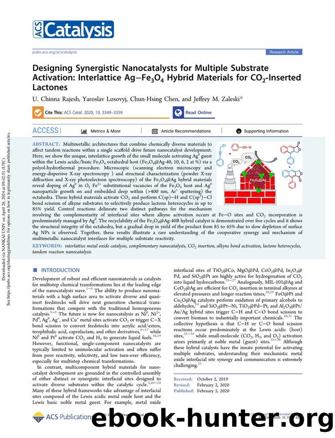 Designing Synergistic Nanocatalysts for Multiple Substrate Activation: Interlattice AgâFe3O4 Hybrid Materials for CO2-Inserted Lactones by U. Chinna Rajesh Yaroslav Losovyj Chun-Hsing Chen & Jeffrey M. Zaleski