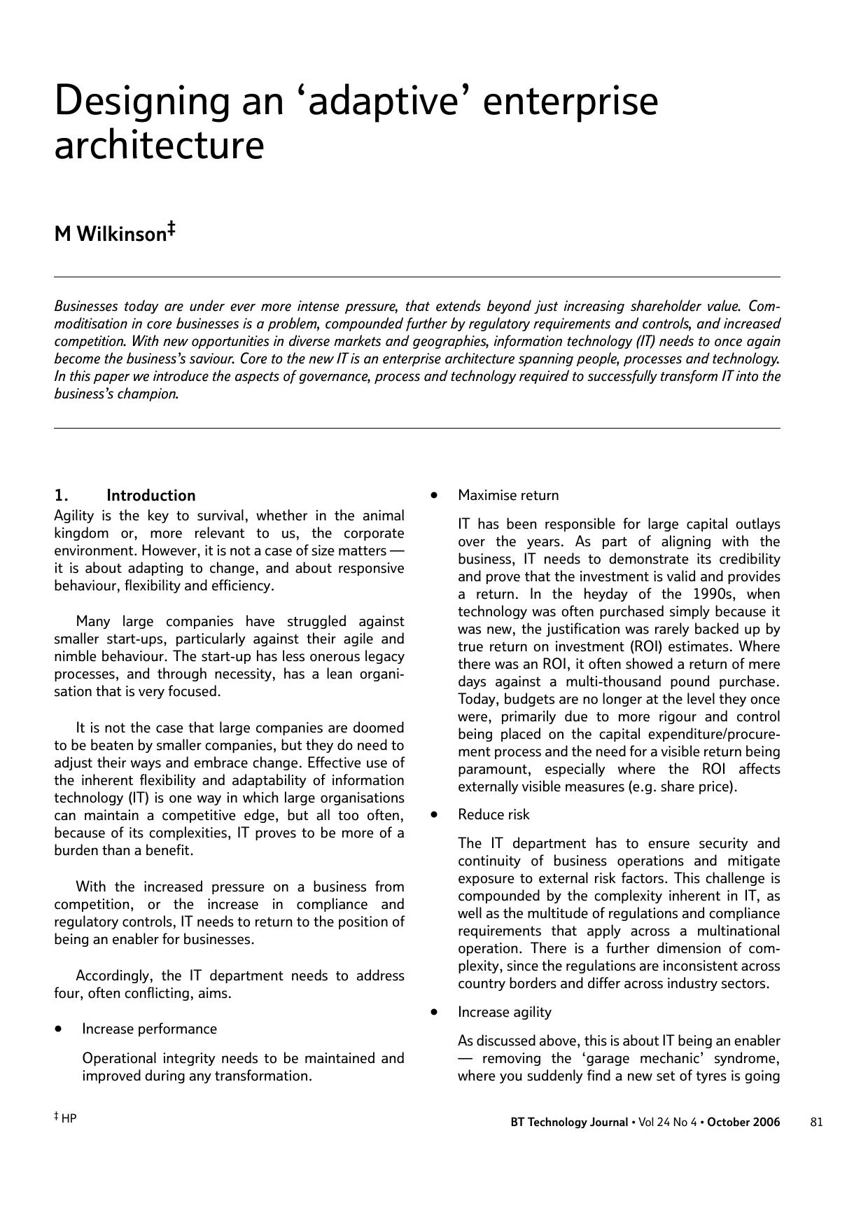 Designing an ‘adaptive’ enterprise architecture by Unknown