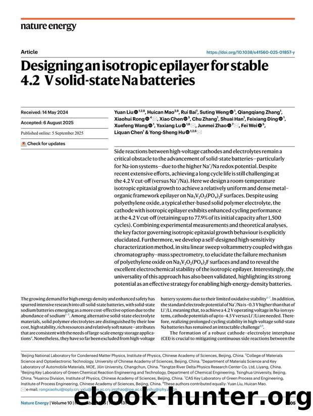 Designing an isotropic epilayer for stable 4.2âV solid-state Na batteries by unknow