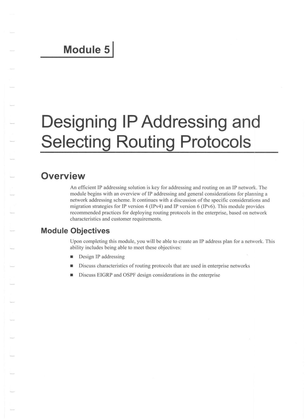 Designing for Cisco Internetwork Solutions Student Guide (CCDA DESGN 640-864) v2.1 Module 5 by Unknown