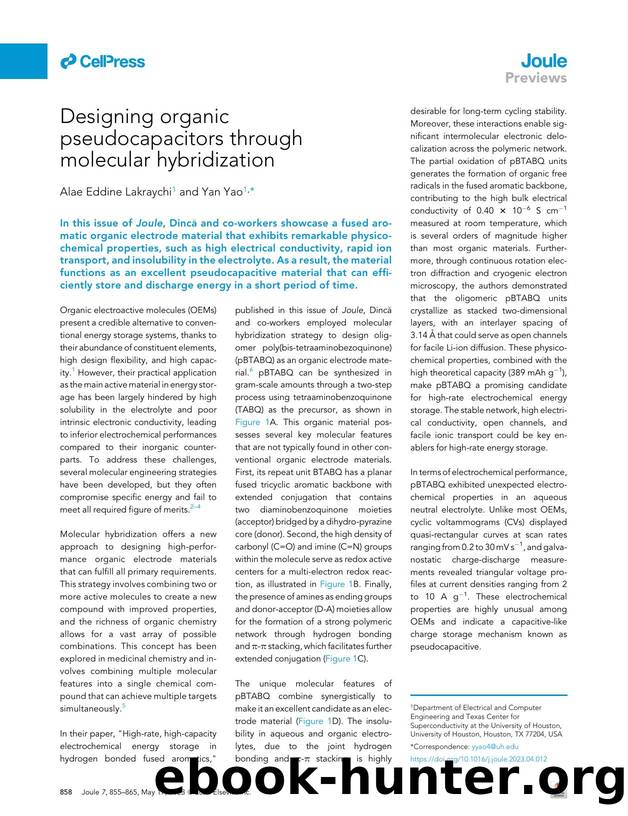 Designing organic pseudocapacitors through molecular hybridization by Alae Eddine Lakraychi & Yan Yao