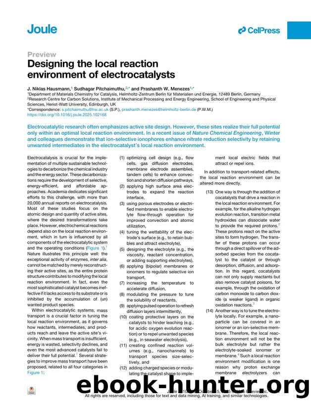 Designing the local reaction environment of electrocatalysts by J. Niklas Hausmann