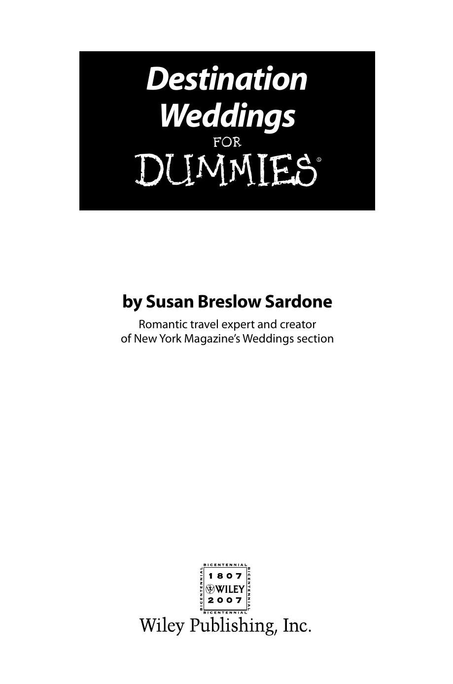 Destination Weddings for DUMmIES by Unknown