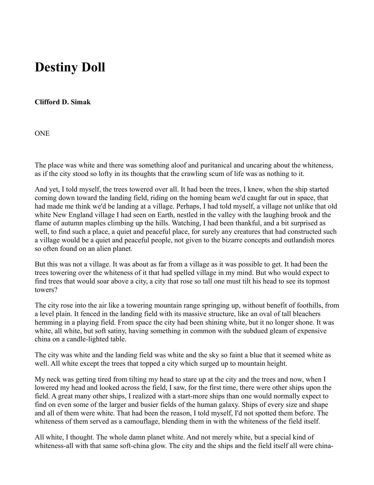 Destiny Doll by Clifford D. Simak