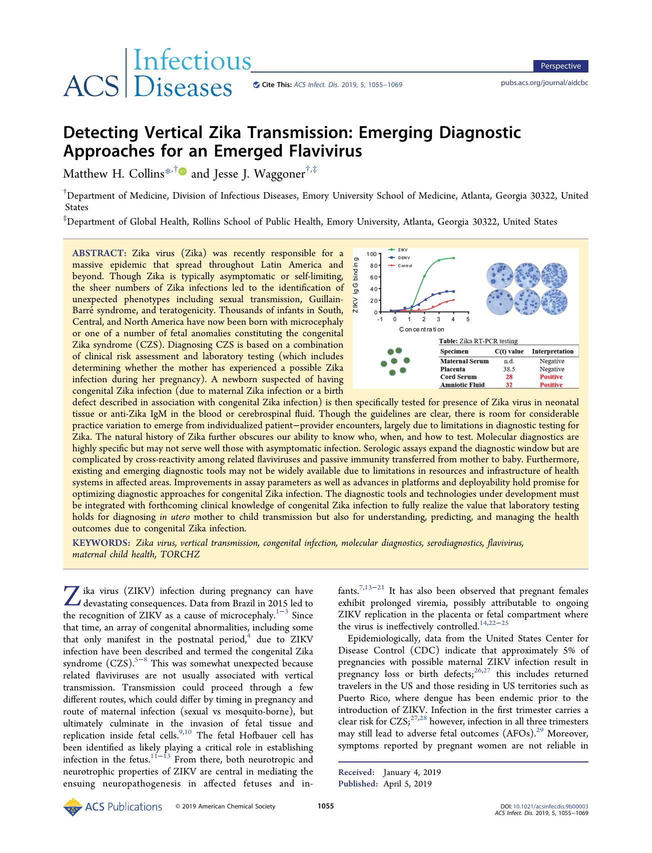 Detecting Vertical Zika Transmission: Emerging Diagnostic Approaches for an Emerged Flavivirus by Matthew H. Collins; Jesse J. Waggoner & Jesse J. Waggoner