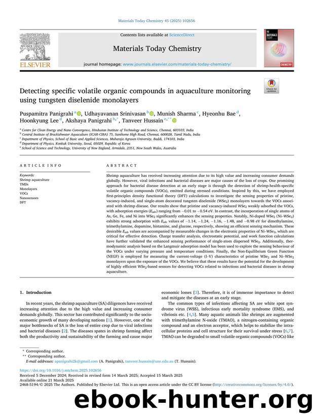 Detecting specific volatile organic compounds in aquaculture monitoring using tungsten diselenide monolayers by unknow