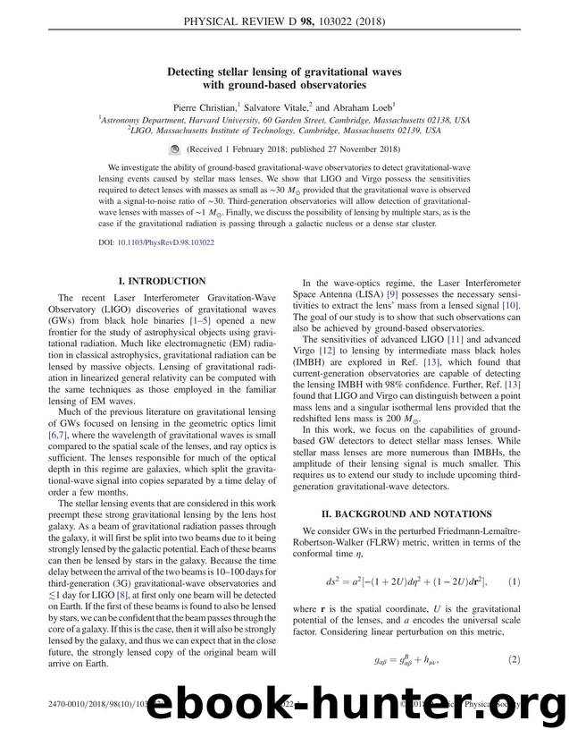 Detecting stellar lensing of gravitational waves with ground-based observatories by Pierre Christian & Salvatore Vitale & Abraham Loeb