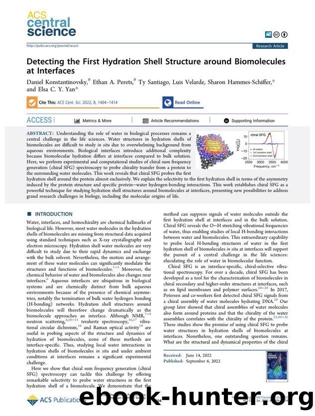 Detecting the First Hydration Shell Structure around Biomolecules at Interfaces by unknow