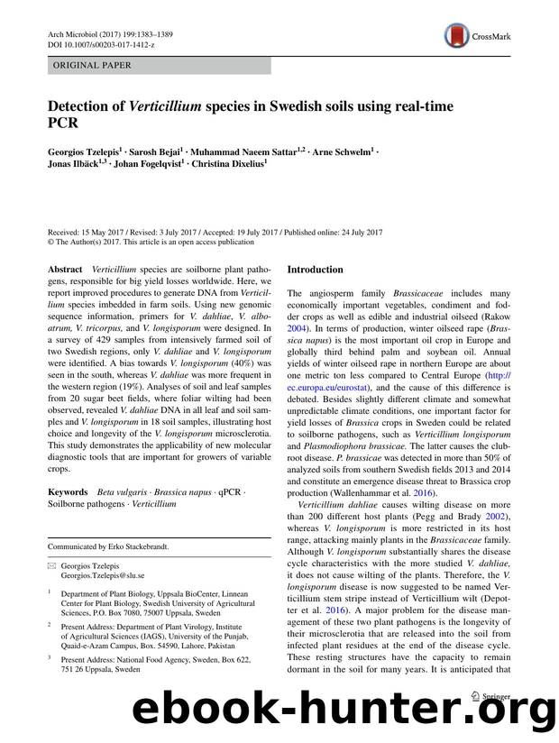 Detection of Verticillium species in Swedish soils using real-time PCR by unknow