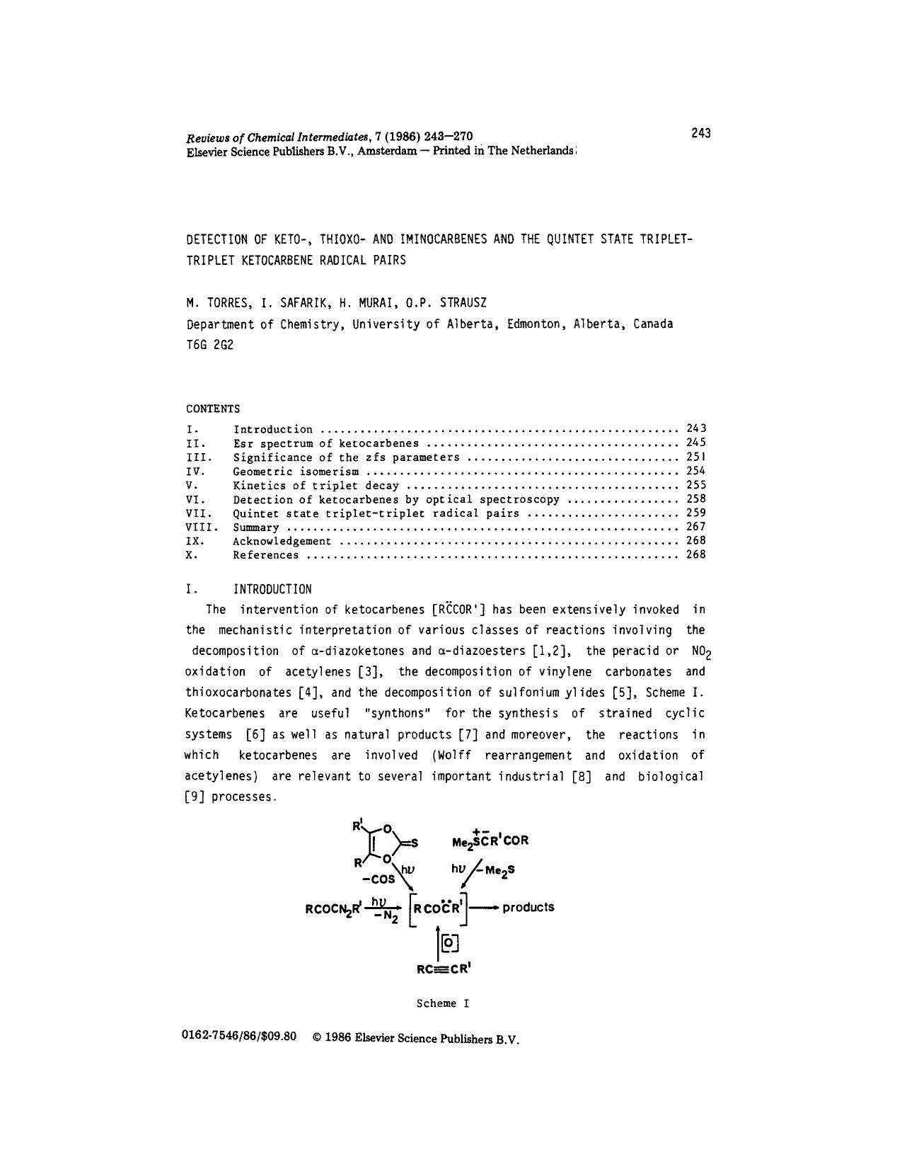 Detection of keto-, thioxo- and iminocarbenes and the quintet state triplet-triplet ketocarbene radical pairs by Unknown