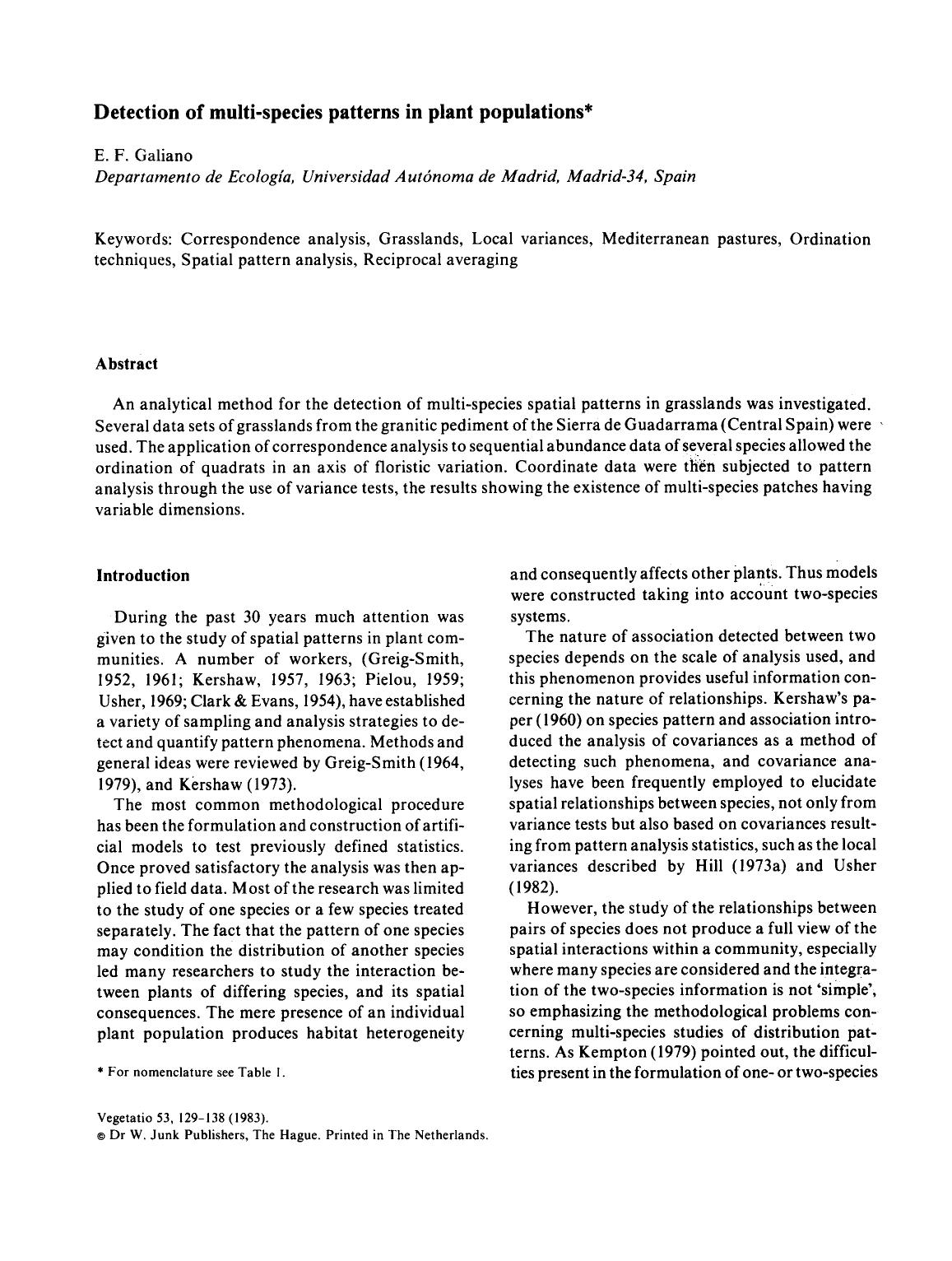 Detection of multi-species patterns in plant populations by Unknown