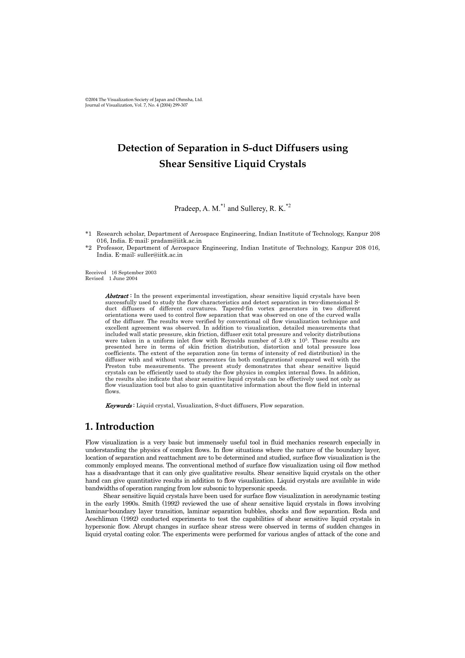 Detection of separation in S-duct diffusers using shear sensitive liquid crystals by Unknown