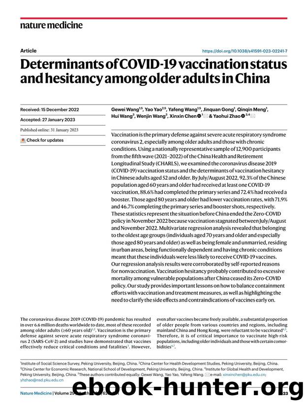 Determinants of COVID-19 vaccination status and hesitancy among older adults in China by unknow