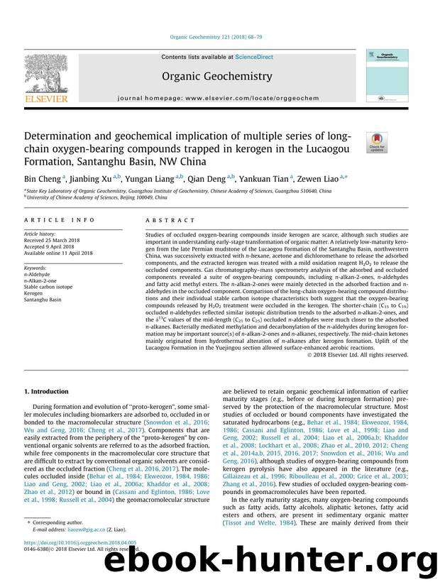 Determination and geochemical implication of multiple series of long-chain oxygen-bearing compounds trapped in kerogen in the Lucaogou Formation, Santanghu Basin, NW China by Bin Cheng & Jianbing Xu & Yungan Liang & Qian Deng & Yankuan Tian & Zewen Liao