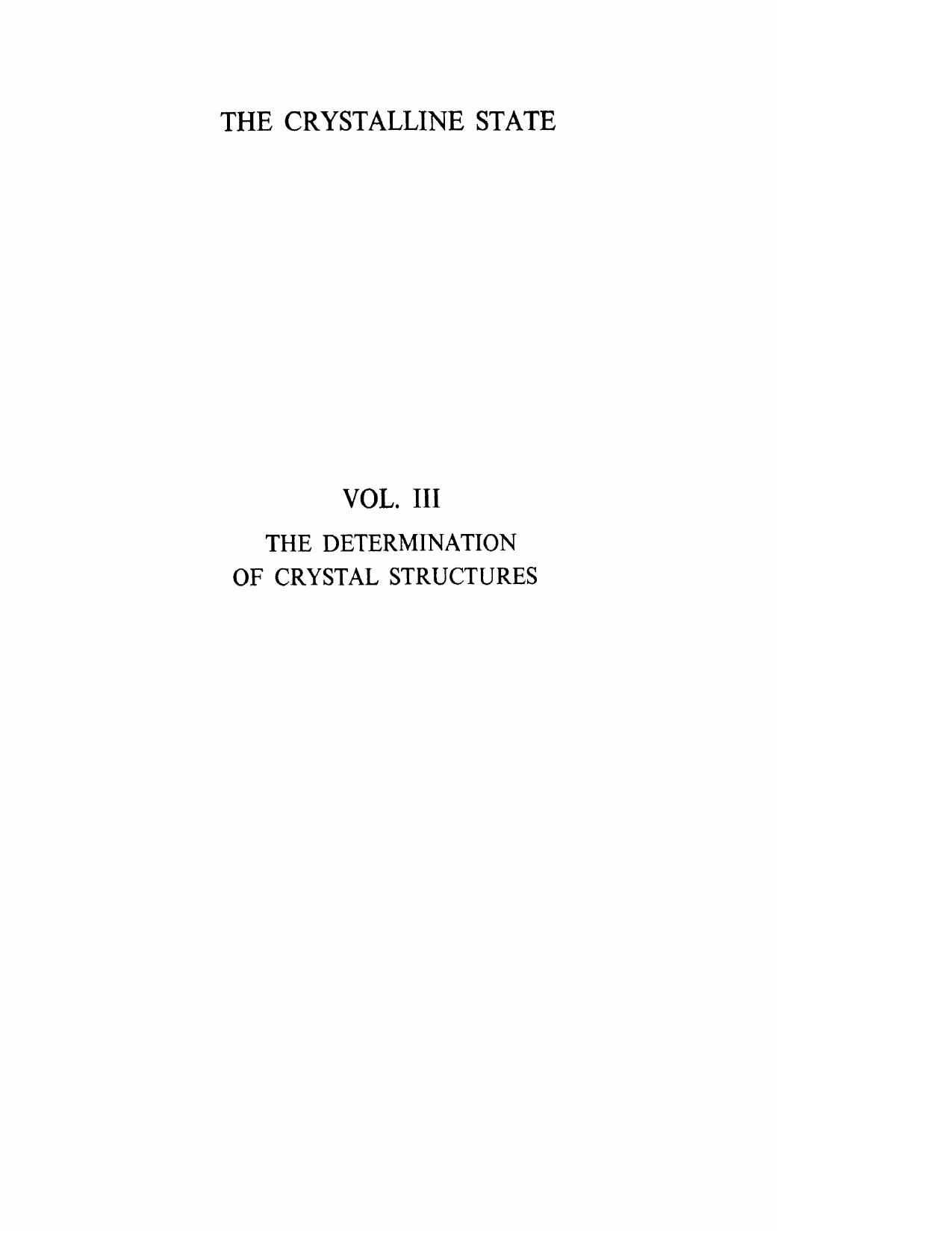 Determination of Crystal Structures by H. Lipson W. Cochran
