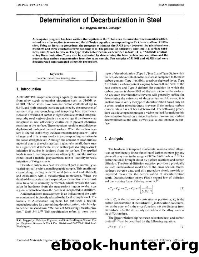 Determination of decarburization in steel by Unknown