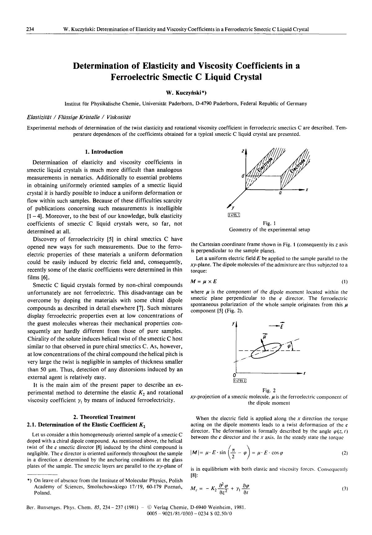 Determination of elasticity and viscosity coefficients in a ferroelectric smectic c liquid crystal by Unknown
