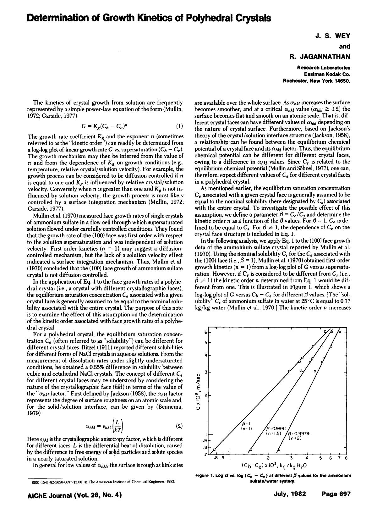 Determination of growth kinetics of polyhedral crystals by Unknown