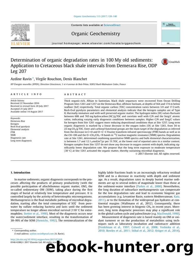 Determination of organic degradation rates in 100My old sediments: Application to Cretaceous black shale intervals from Demerara Rise, ODP Leg 207 by Azdine Ravin & Virgile Rouchon & Denis Blanchet